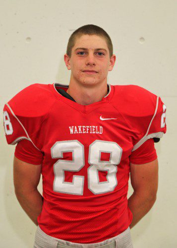 Daily Item Football Player of the Week: SENIOR RB/LB Luke Martin was named the Daily Item Player of the Week for his effort in Wakefield’s 35-27 overtime game against Lexington. Martin rushed for 207 yards on 38 carries and scored two touchdowns. On defense, Martin had three tackles. (Donna Larsson Photo)